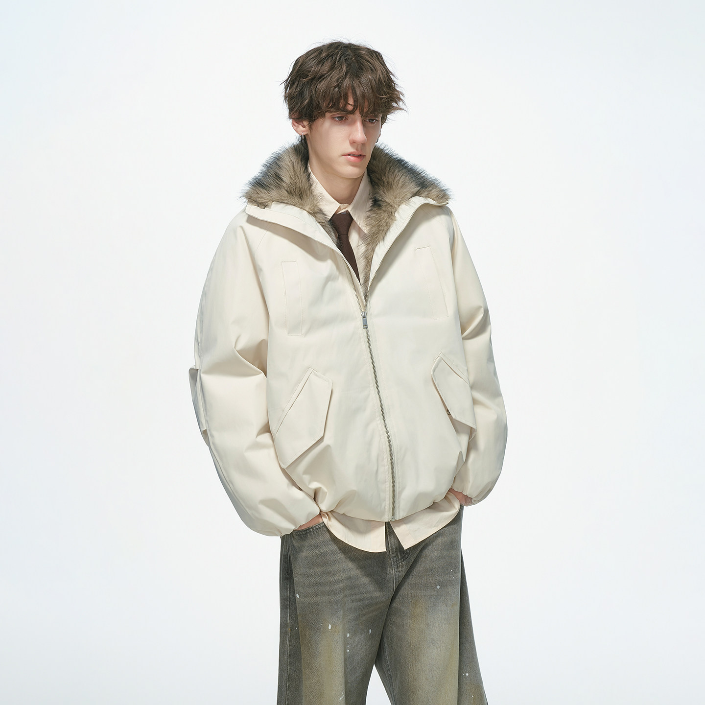 Dream made 狼王座山雕外套男款冬季加厚仿狼毛棉服保暖冬装棉袄,淘宝优惠券,粉丝福利购,淘宝优惠卷