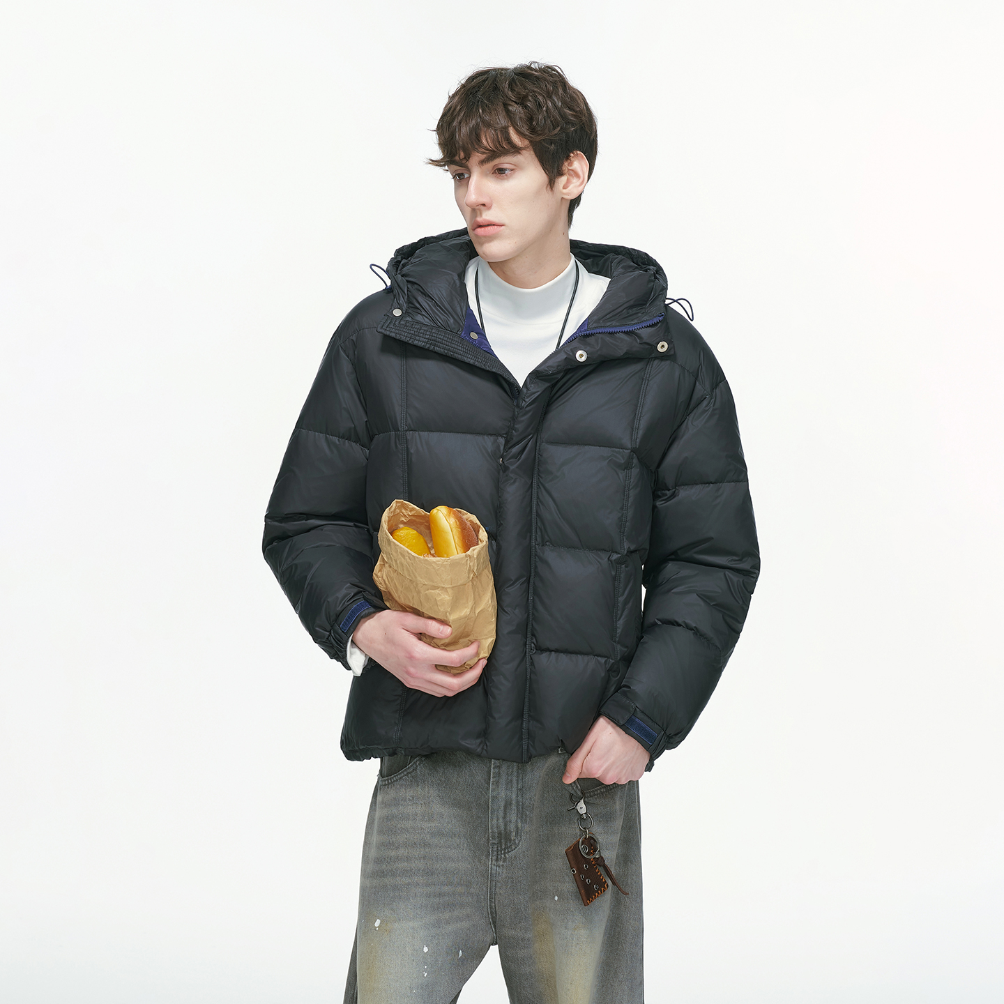 Dream made 新国标90白鸭绒撞色羽绒服男冬季加厚防寒面包服外套 - 图1