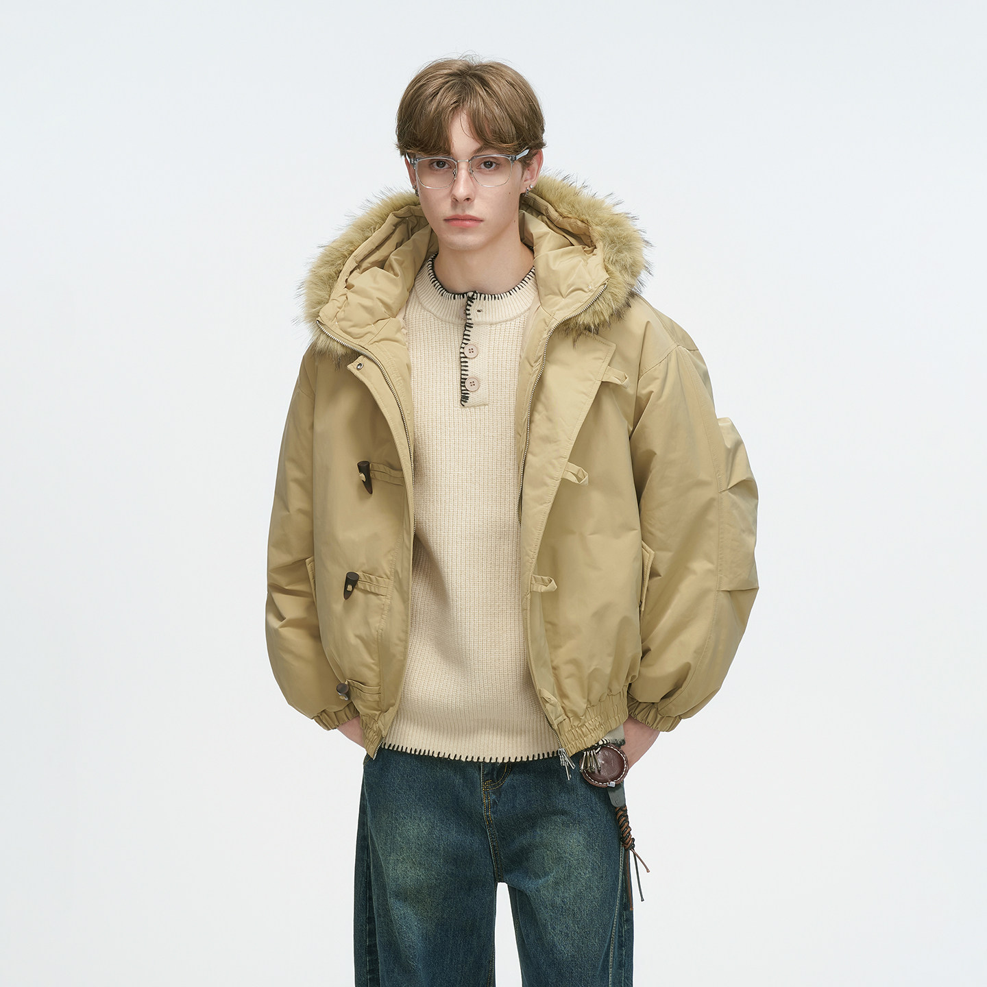 Dream made美式牛角扣毛领连帽棉服男女款冬季加厚派克服棉衣外套,淘宝优惠券,粉丝福利购,淘宝优惠卷