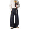 Dream made raw denim A-line jeans men's autumn straight casual breasted scimitar boys' pants