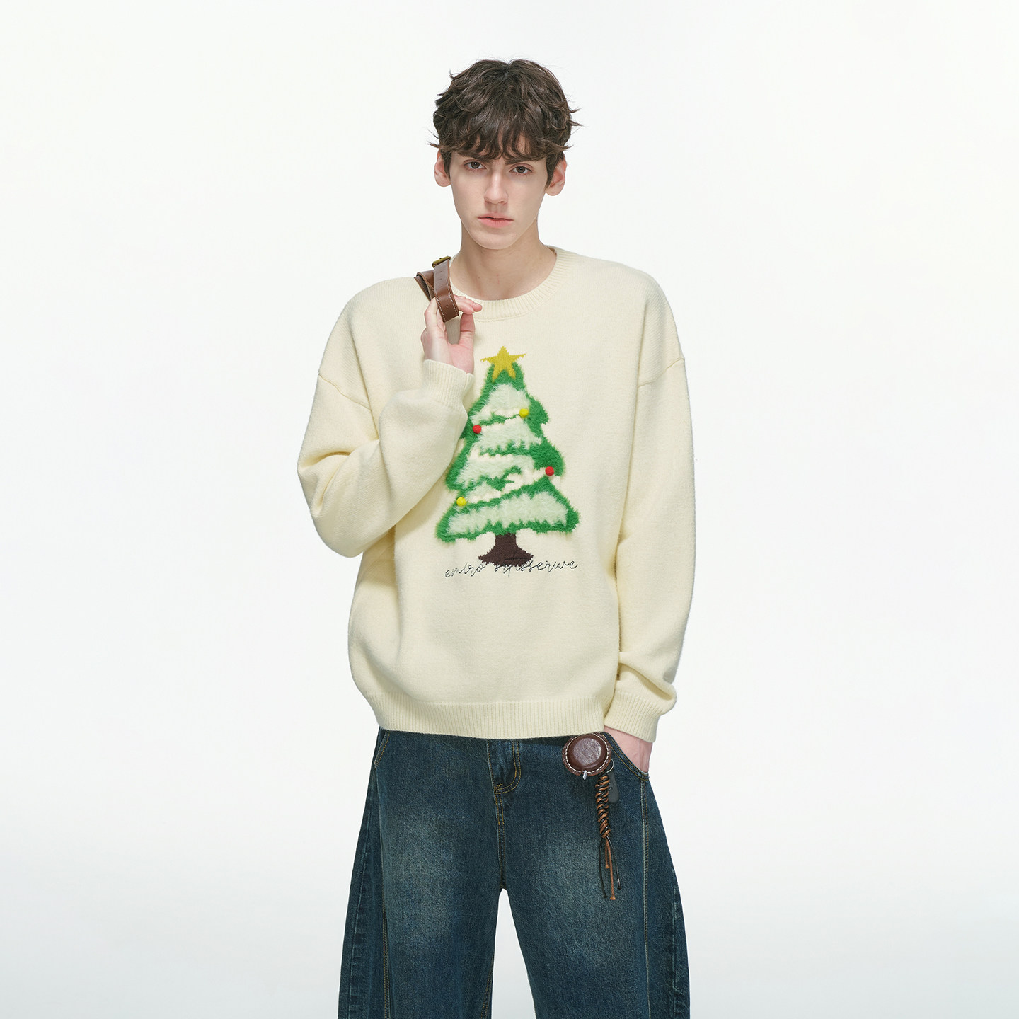 Dream made 圣诞树刺绣毛衣男款秋冬季加厚情侣针织衫男生毛线衣,淘宝优惠券,粉丝福利购,淘宝优惠卷