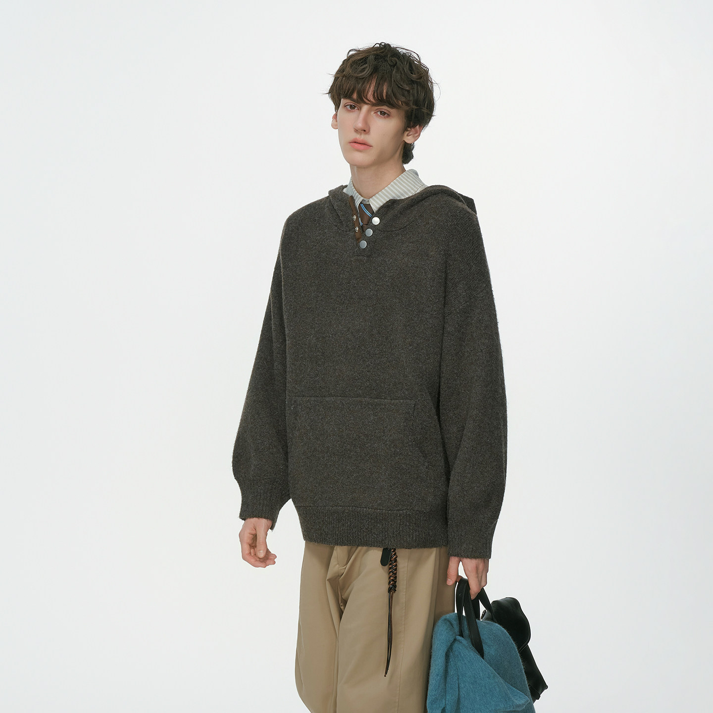 Dream made羊毛混纺老钱风连帽毛衣男秋冬季高级感慵懒针织衫外套,淘宝优惠券,粉丝福利购,淘宝优惠卷