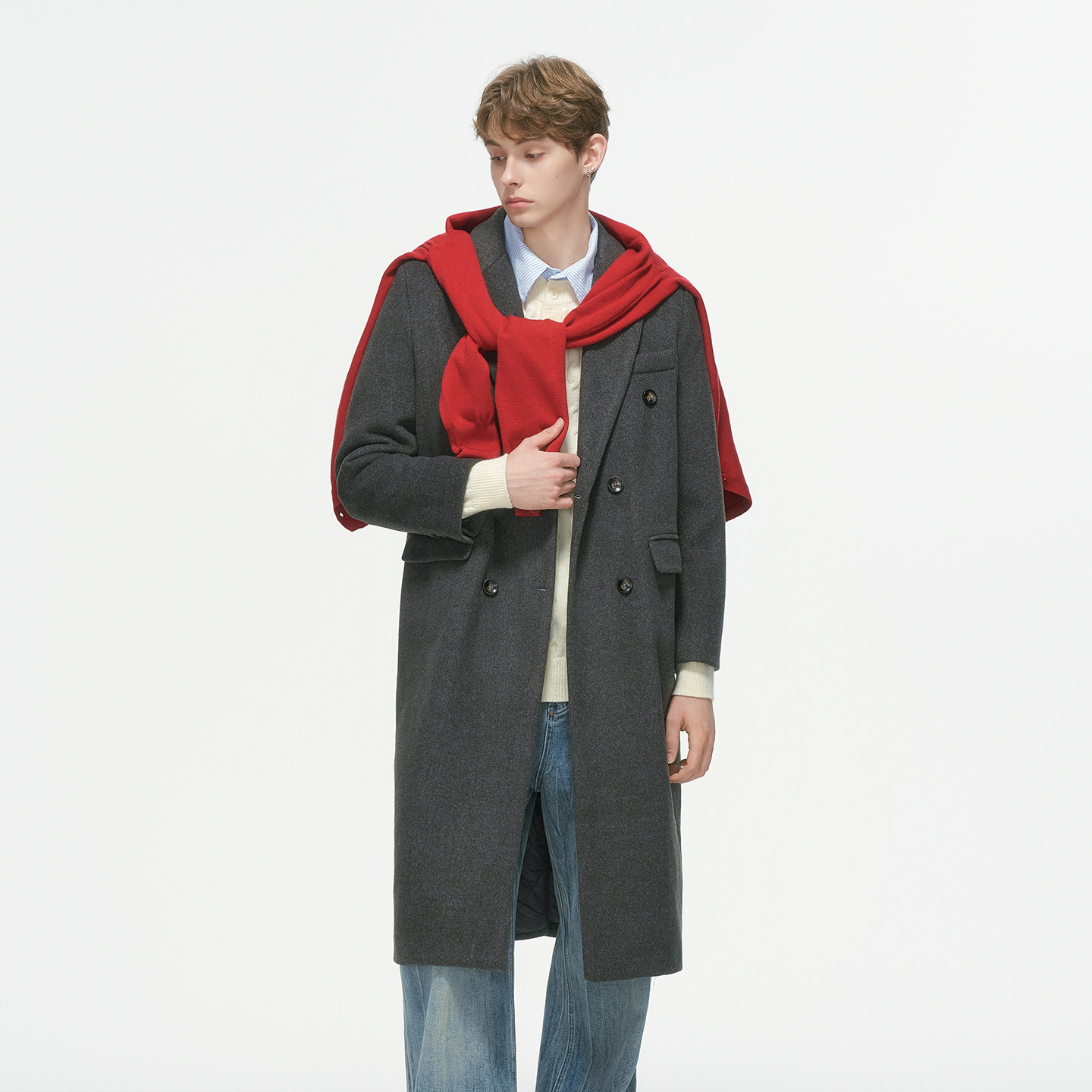 Dream made 韩系过膝毛呢大衣男款秋冬季加厚中长款风衣呢子外套,淘宝优惠券,粉丝福利购,淘宝优惠卷