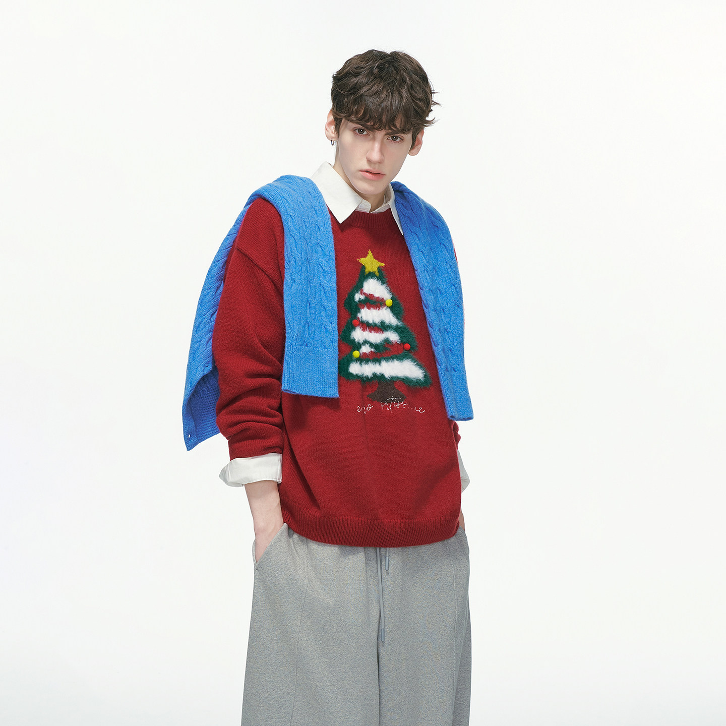 Dream made 圣诞树提花毛衣男秋冬季加厚氛围感情侣款套头针织衫,淘宝优惠券,粉丝福利购,淘宝优惠卷