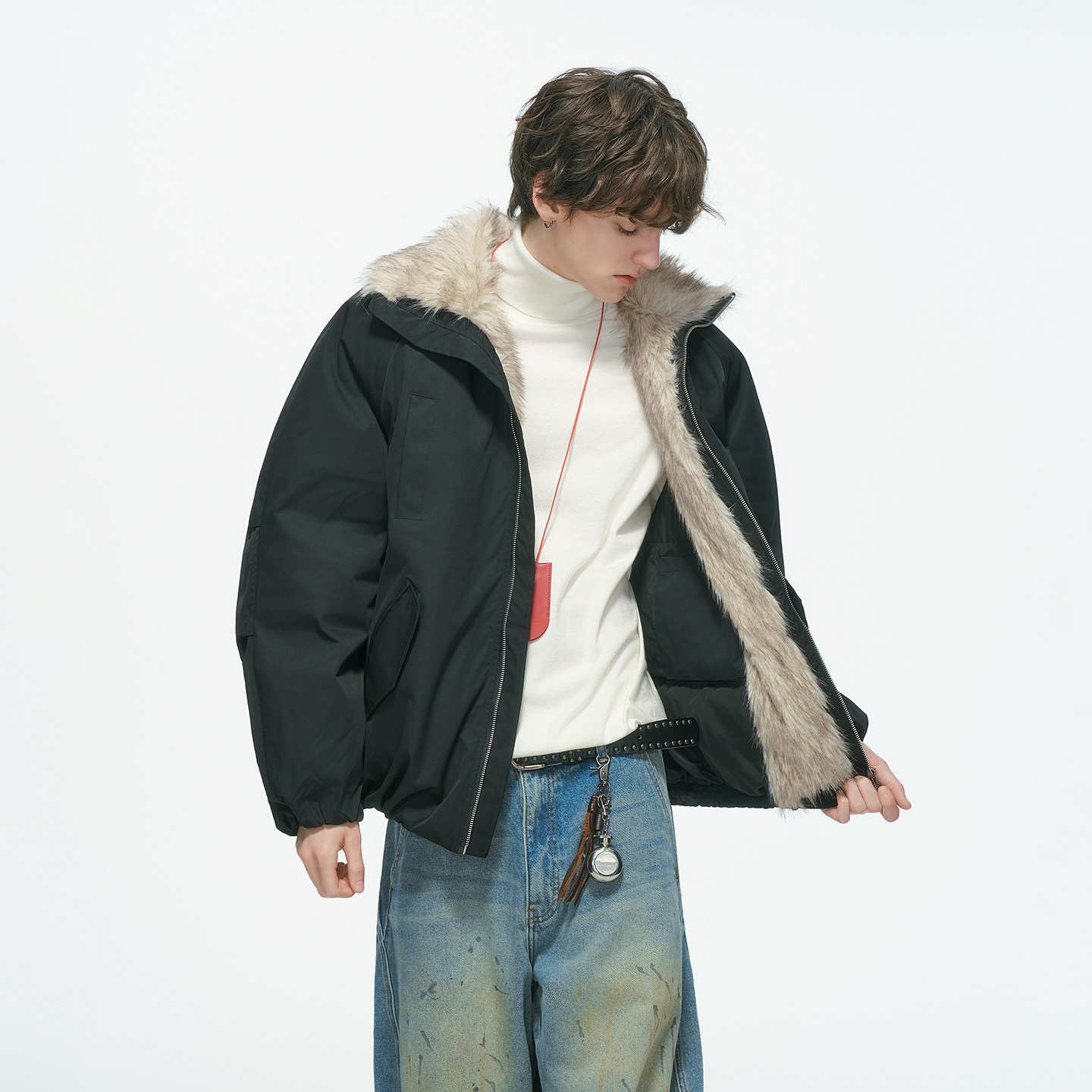 Dream made 狼王座山雕外套男款冬季加厚仿狼毛棉服保暖冬装棉袄,淘宝优惠券,粉丝福利购,淘宝优惠卷