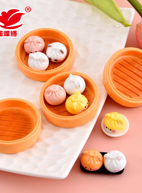 早餐蒸笼小笼包食玩盲袋 可爱动物奶油胶diy饰品树脂配件包子玩具