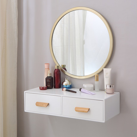 Nordic Wall Mounted Dressing Table Mirror Bedroom Small Apartment Bay Window White Modern Mini Dressing Table Net Red Dressing Table