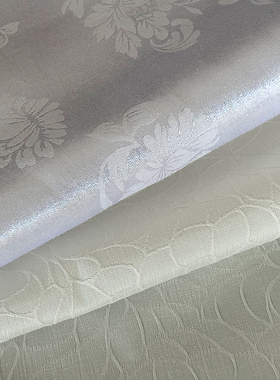白色暗纹提花缎服装布料面料批发