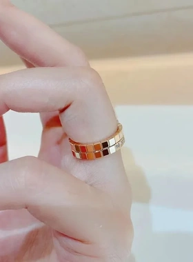 冰块戒指小众设计几何素圈情侣对戒女方块高级感食指排钻指环网红