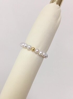 迷你小珍珠戒指时尚精致轻奢简约弹力绳小金珠戒指ins风