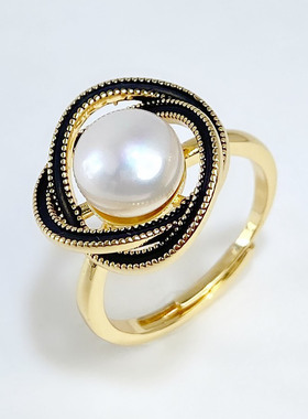 法式高级感天然淡水珍珠项链女2025新款爆款滴油黑色鸟巢珍珠吊坠