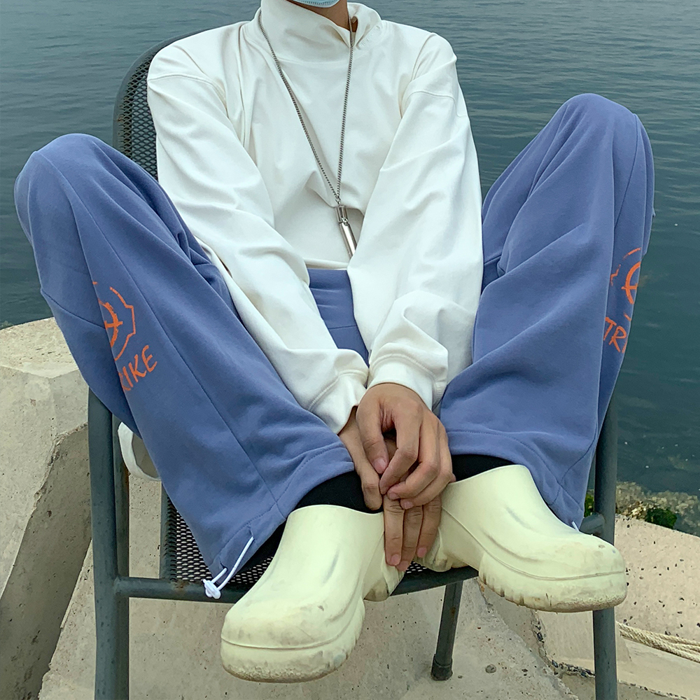 Leman 卫裤男宽松夏季薄款抽绳运动裤学生侧边涂鸦休闲裤 金俊自制 Leman 卫裤男宽松夏季薄款抽绳运动裤学生侧边涂鸦休闲裤 金俊自制