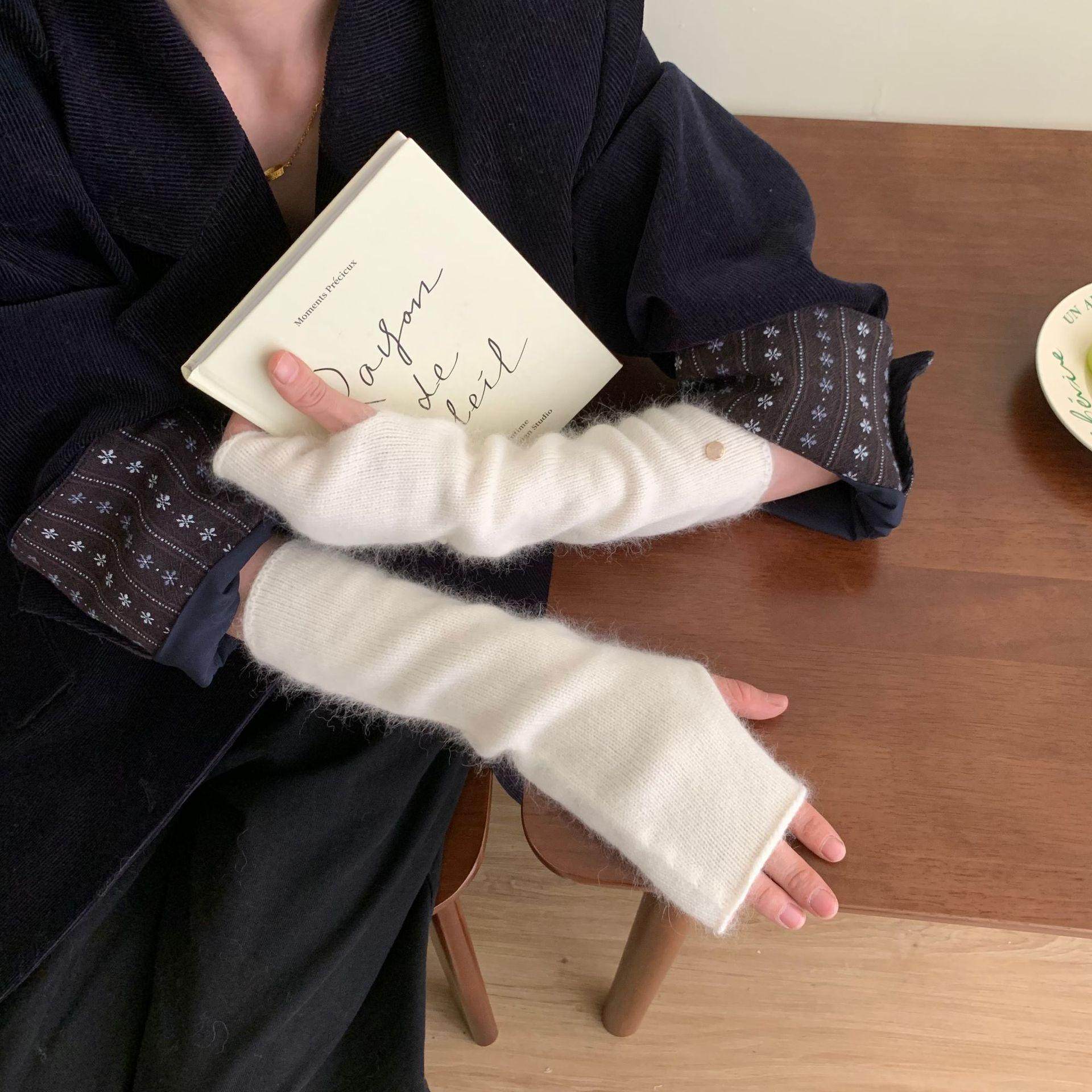 羊毛纯色袖套百搭护臂毛线手袖臂套针织堆堆半指秋冬保暖长款袖套,淘宝优惠券,粉丝福利购,淘宝优惠卷