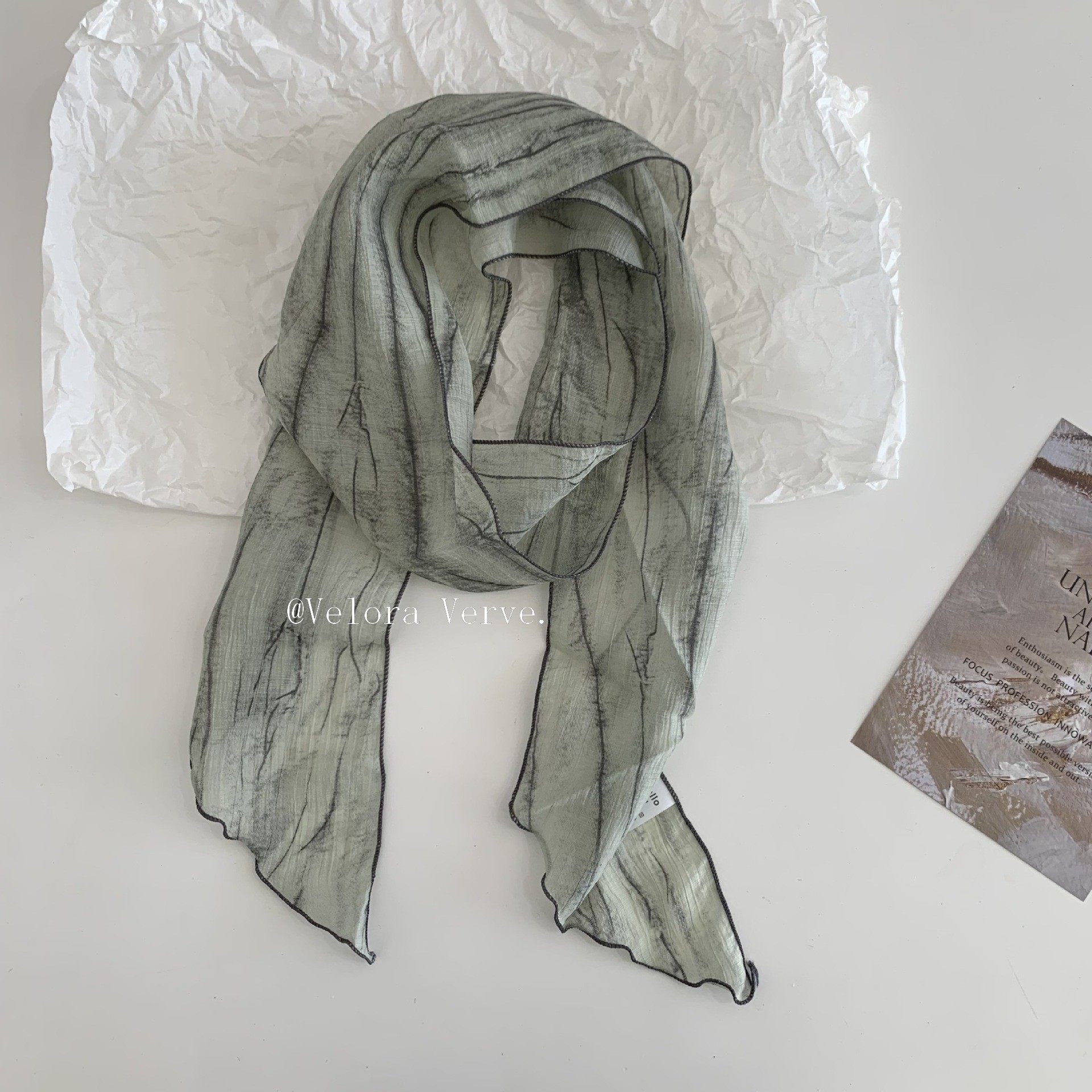 2025年新款褶皱棉麻围巾女春秋季薄款纯色巾披肩条纹细长小飘带,淘宝优惠券,粉丝福利购,淘宝优惠卷