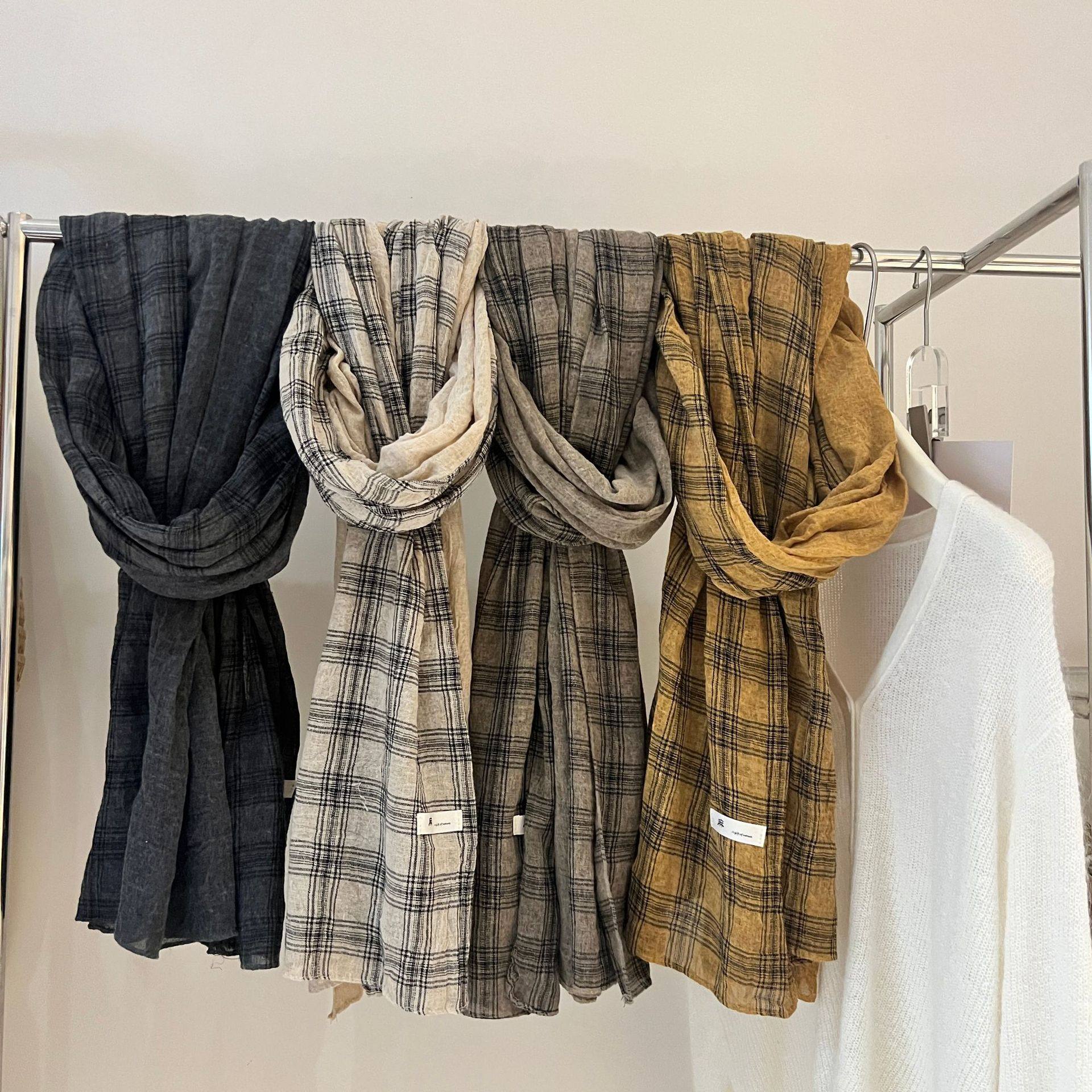 英伦风新款围巾女春秋百搭亚麻格子丝巾加大薄款长款披肩秋冬纱巾,淘宝优惠券,粉丝福利购,淘宝优惠卷