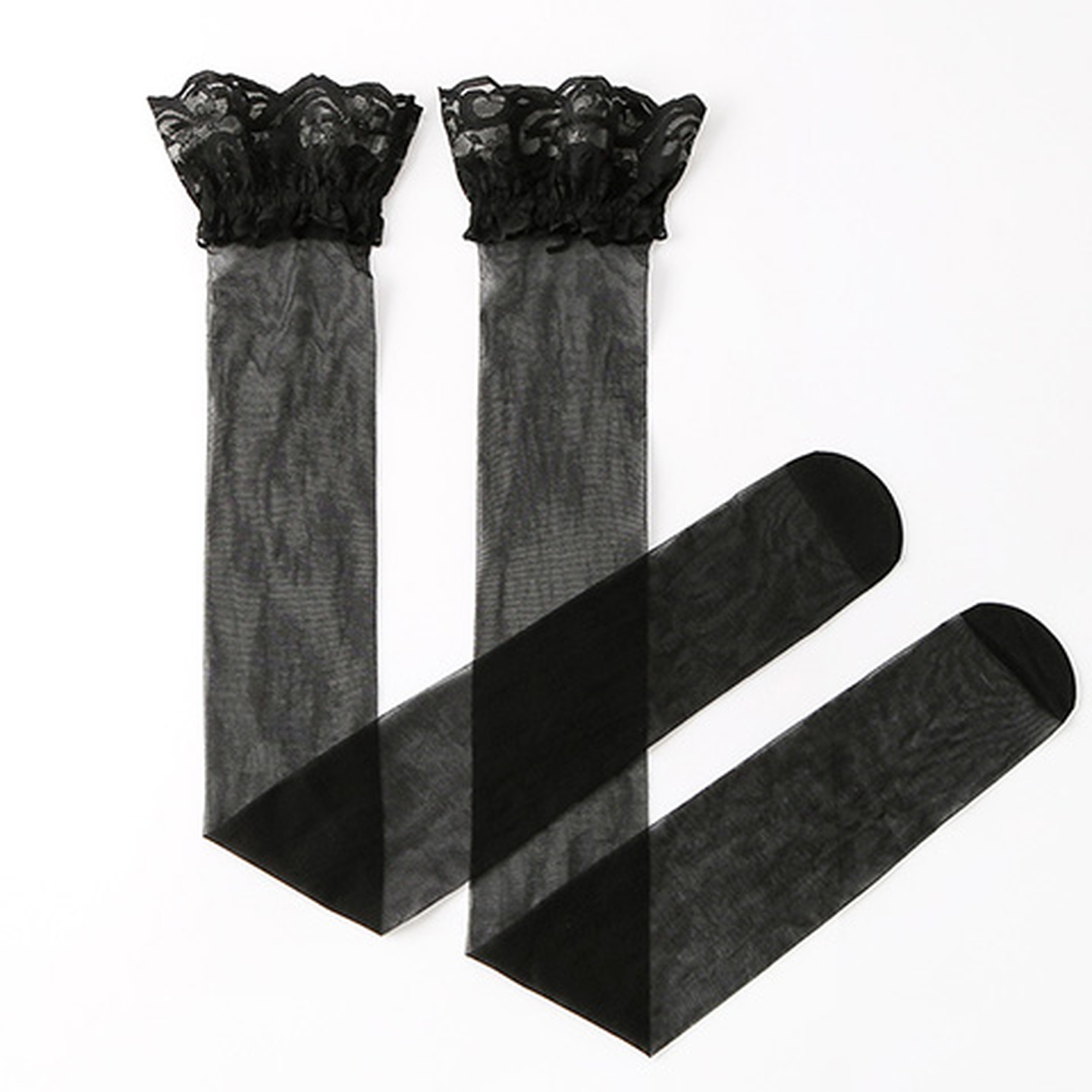 情趣丝袜日系白色丝袜蕾丝花边过膝长筒袜子薄款可爱女可爱大腿袜 - 图3