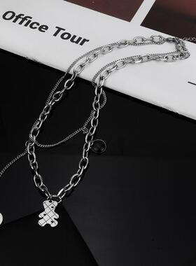 小众设计感项链女生小熊锁骨链