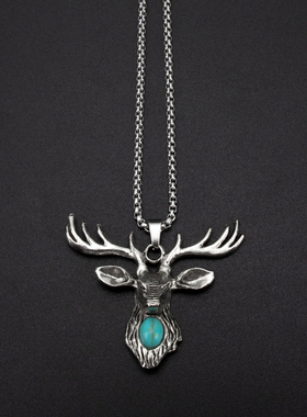 复古麋鹿项链男女嘻哈个性装饰链