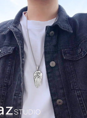 钛钢男古风水墨项链不掉色轻奢