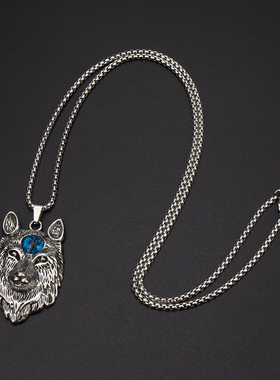 欧美朋克项链狼头吊坠男士挂坠
