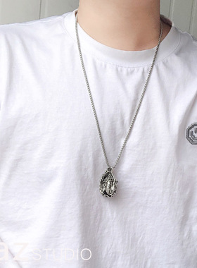 自制骷髅项链男吊坠毛衣链