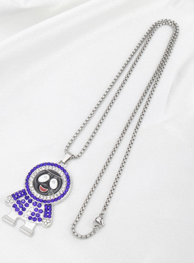 卡通镶钻机器人项链男女嘻哈街舞