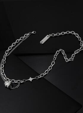 项链女短款卫衣链镶钻多层叠戴