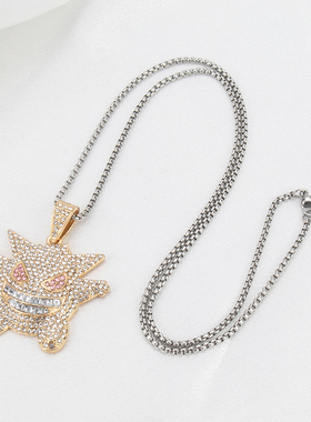 满钻嘻哈项链女搞怪精灵耿鬼吊坠