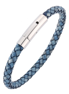 欧美简约男士皮绳手链编织黑色牛皮手环韩版复古学生钛钢手绳女潮