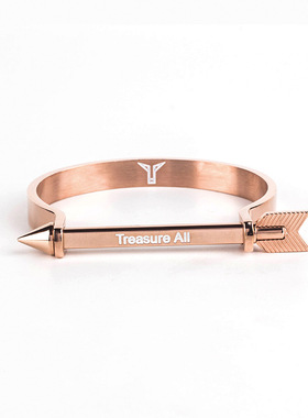 欧美复古箭头钛钢手镯男士个性百搭情侣手镯创意手环女潮首饰