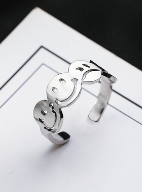 表情包街头风蹦迪可调节钛钢戒指