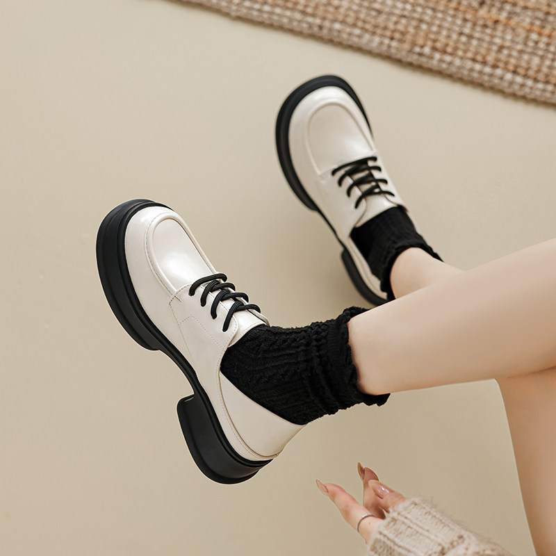 法式厚底小皮鞋女2026新款春款单鞋白色英伦乐福鞋大码女鞋41到43,淘宝优惠券,粉丝福利购,淘宝优惠卷