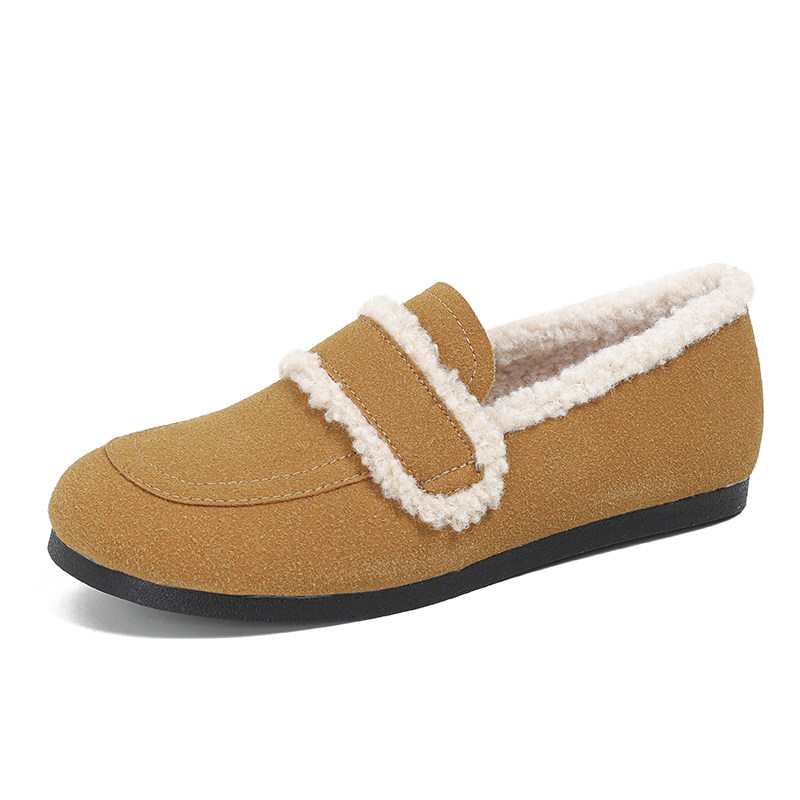 法式羊羔毛豆豆鞋女冬平底加绒单鞋勃肯毛毛鞋外穿大码女鞋41一43,淘宝优惠券,粉丝福利购,淘宝优惠卷