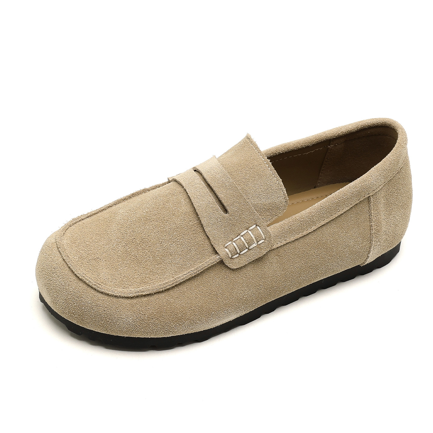 真皮~全包超火勃肯鞋女秋冬一脚蹬平底单鞋老钱风乐福鞋大码女鞋,淘宝优惠券,粉丝福利购,淘宝优惠卷