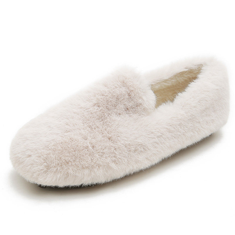 毛毛鞋女冬外穿2025新款保暖一脚蹬棉鞋加绒豆豆鞋大码女鞋41到43,淘宝优惠券,粉丝福利购,淘宝优惠卷