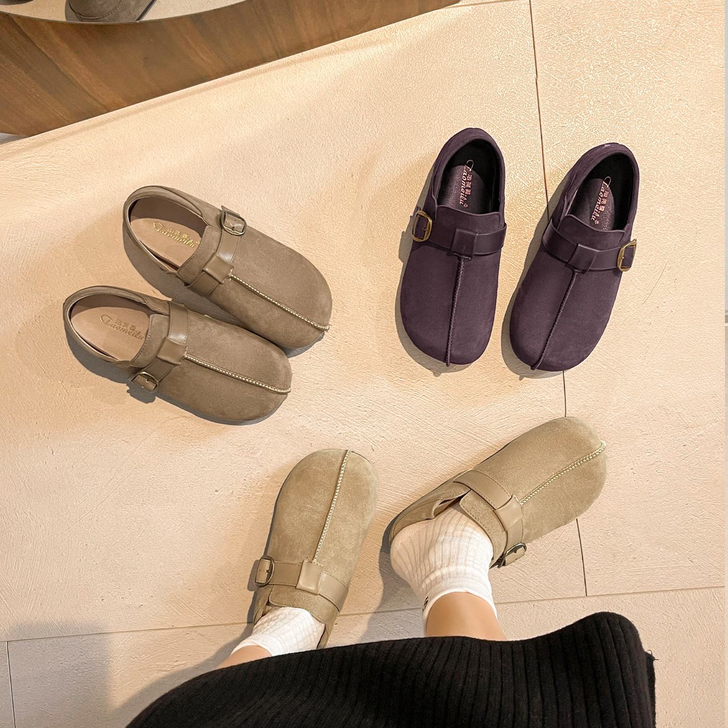 真皮~厚底内增高勃肯鞋女2026超火全包一脚蹬单鞋大码女鞋41到43,淘宝优惠券,粉丝福利购,淘宝优惠卷