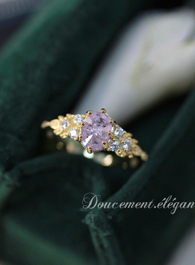 《雾霾烟雨》NJ圣诞限定日系镀金18k超精致复古小众戒指女 桃奈町