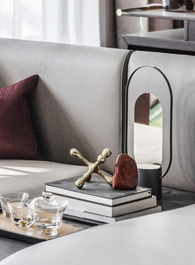 现代轻奢红色金属拼接屏风摆件几何样板房桌面售楼处客厅玄关摆设