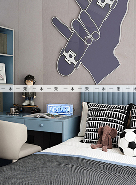 样板间儿童房潮玩滑板摆件