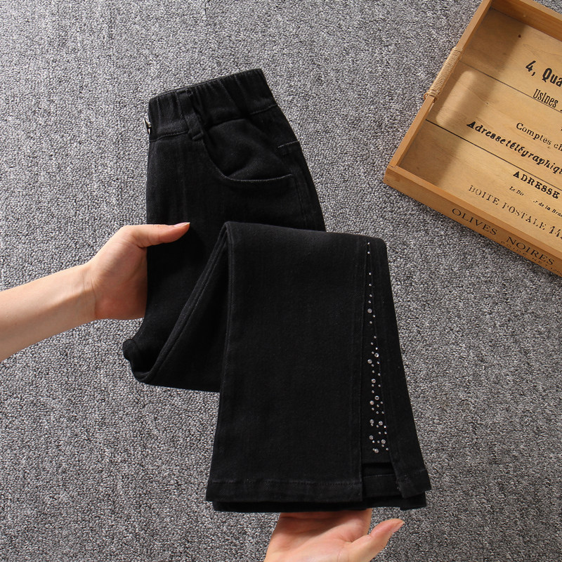 微喇叭女童裤子秋冬2025新款儿童洋气时髦中大童网红加绒软牛仔裤,淘宝优惠券,粉丝福利购,淘宝优惠卷