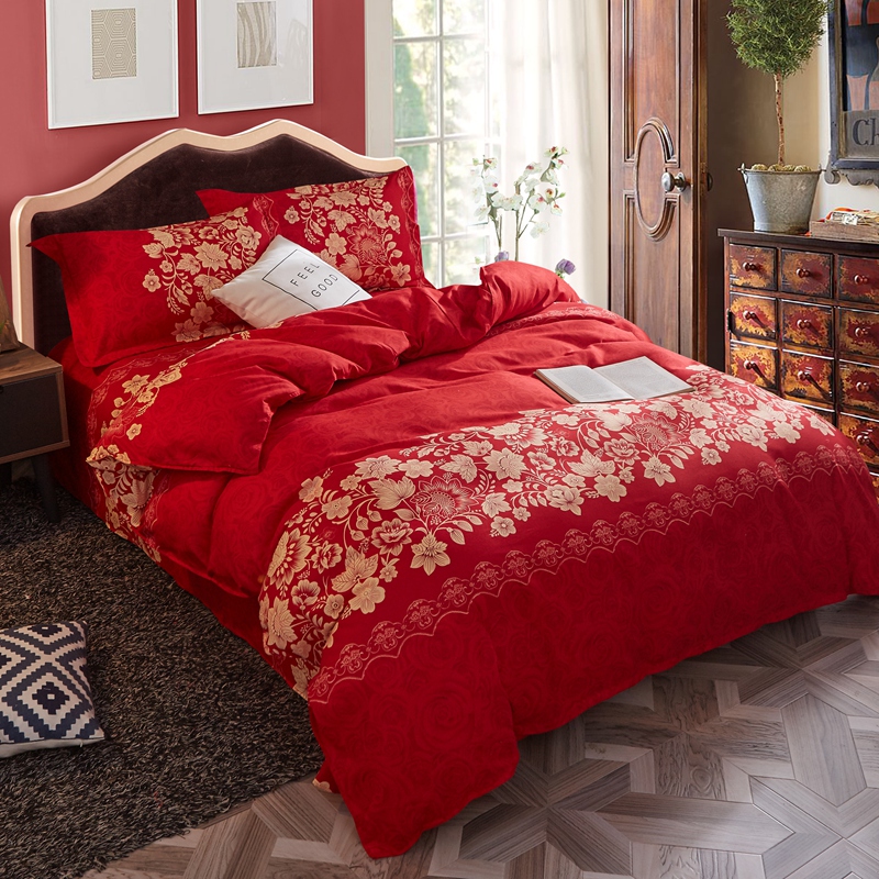 结婚被子喜被四件套全套一整套红色婚庆新婚床上用品女方陪嫁中式,淘宝优惠券,粉丝福利购,淘宝优惠卷