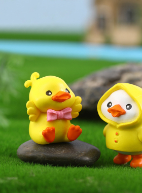 网红小提琴黄鸭卡通仿真动物摆件