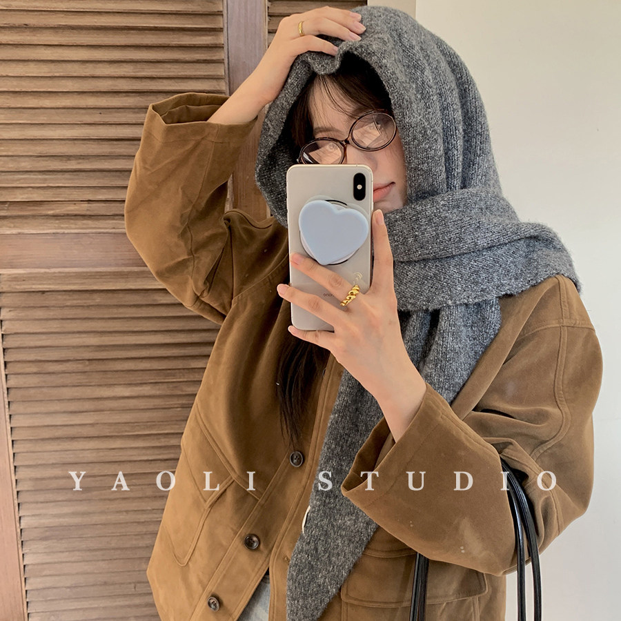 YAOLI韩系软糯大披肩三角巾形围脖女秋冬氛围感保暖防寒披肩围巾