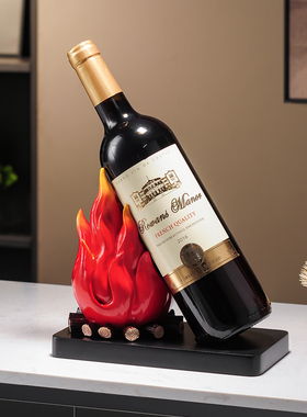 创意火焰红酒架摆件轻奢高档客厅酒柜电视柜装饰品高级感葡萄酒架