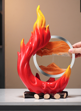 红红火火柴火流沙画摆件轻奢高档客厅玄关酒柜装饰品乔迁开业礼物