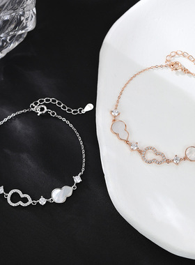 精致新中式925纯银福禄葫芦手链女轻奢小众贝母手饰品闺蜜手环