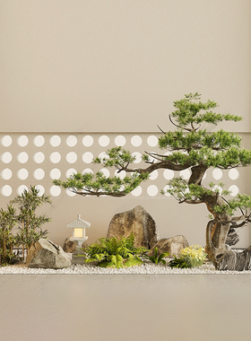 仿真迎客松造景大型定制中式假树商业空间景观假绿植装饰盆景摆件