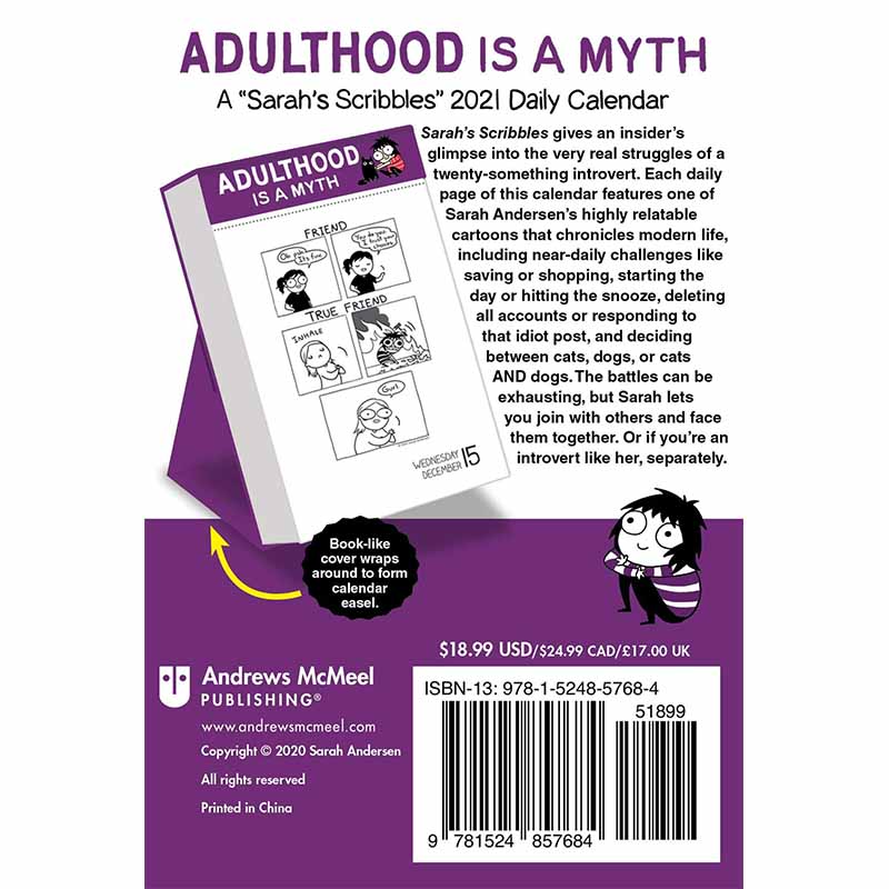 【现货】Sarahs Scribbles 2021 Deluxe Day-to-Day Calendar: Adulthood Is a Myth， 英文原版图书籍进口正版 ANDERSEN, SARAH - 图0