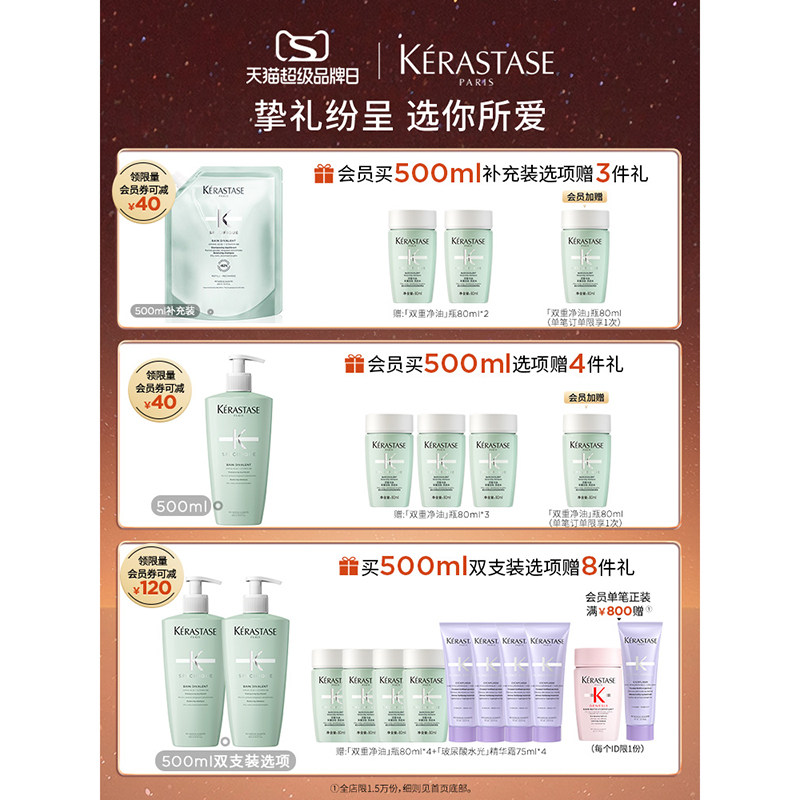 【38抢先加购】卡诗双重净油瓶洗发露无硅油洗发水去油蓬松