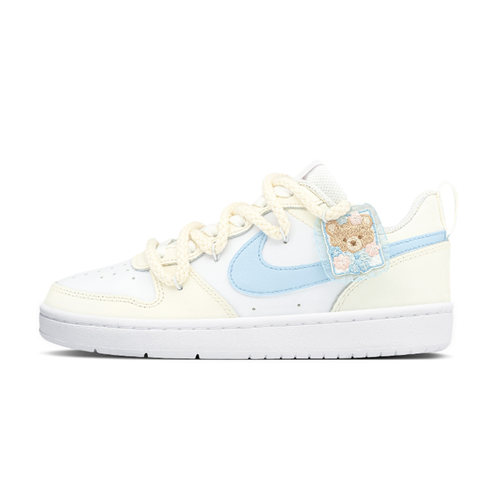 球鞋定制 Nike Court Borough 懒猫缝纫机 小熊蛋挞 低帮女子板鞋 - 图0